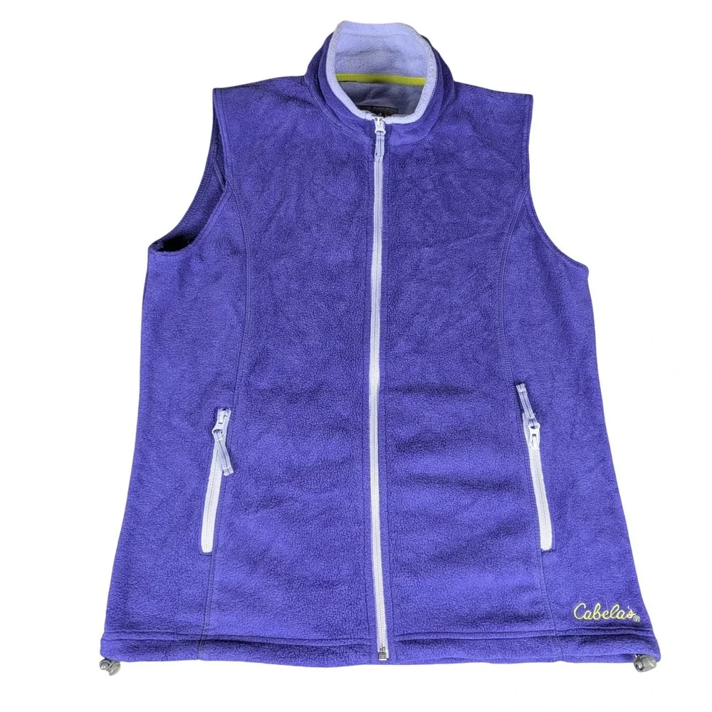Cabelas Womens Purple Fleece Vest Full‎ Zip Pockets M Medium Outdoor Casual
